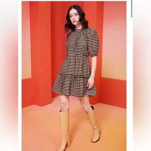 Marie Oliver Black and Cream Checkered Dress